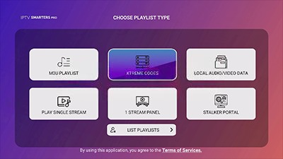 Écran réel — Login with Xtream Codes API